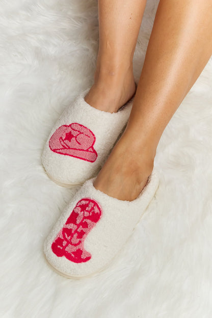 Melody Printed Plush Slide Slippers-Jewearrings