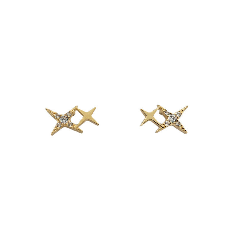 S925 Sterling Silver Four-pointed Star Earrings-Jewearrings