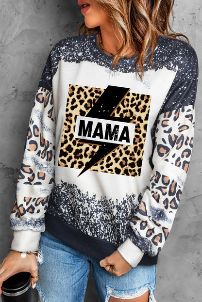 MAMA Lightning Graphic Leopard Sweatshirt-Jewearrings