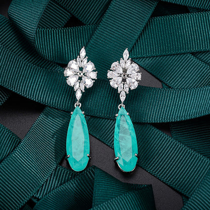 Exquisitely Inlaid Emerald Drop Earrings-Jewearrings