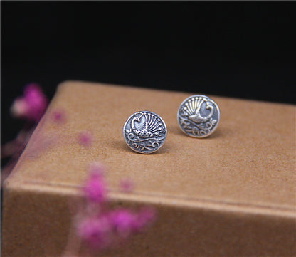 Palace Vintage Round S990 Pure Silver Ladies Earrings-Jewearrings