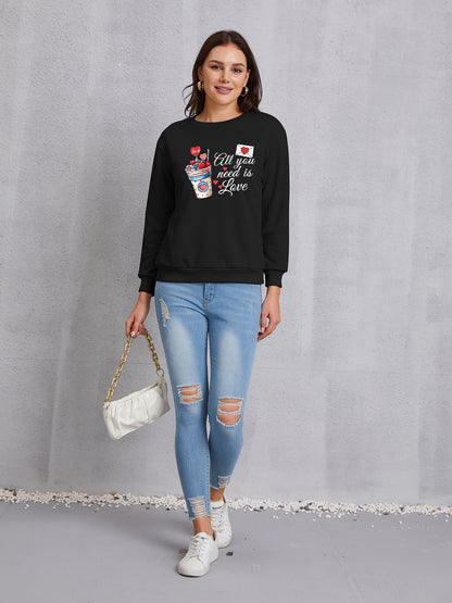 ALL YOU NEED IS LOVE Round Neck Sweatshirt-Jewearrings