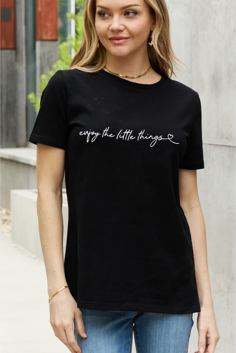 Simply Love Full Size ENJOY THE LITTLE THINGS Graphic Cotton Tee-Jewearrings