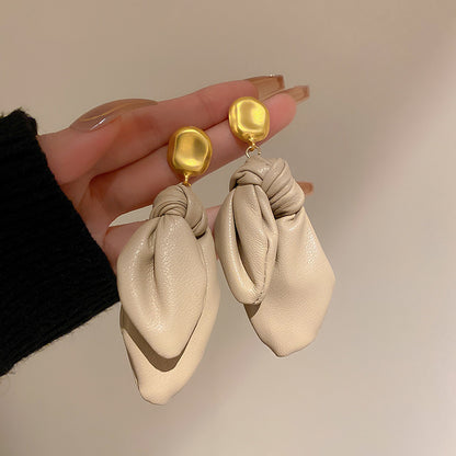 Leather Bow Earrings Fashionable Niche Exaggerated Personality-Jewearrings