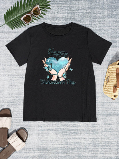 HAPPY VALENTINE'S DAY Round Neck Short Sleeve T-Shirt-Jewearrings