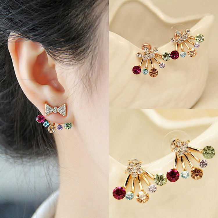 Bow crown stud earrings-Jewearrings