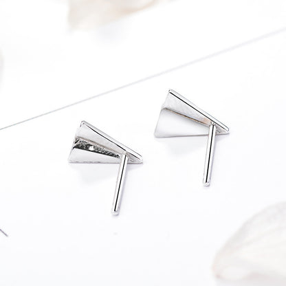 Women's Sterling Silver Creative Simple Origami Airplane Shape Earrings-Jewearrings