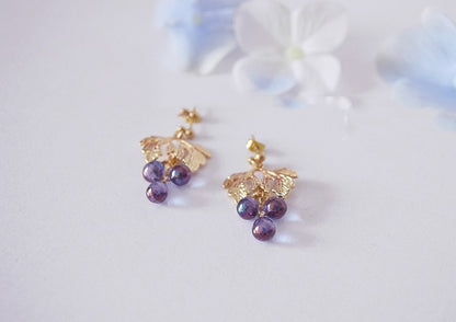 Vintage Purple Grape Sterling Silver Stud Earrings-Jewearrings