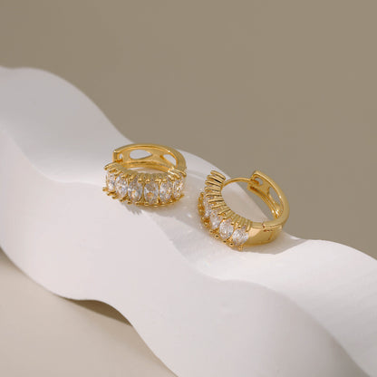 Women's Real Gold Electroplated Zircon Round Earrings-Jewearrings