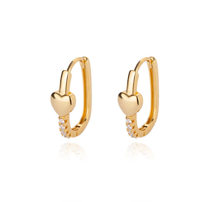 Lock Female Oval Geometric Zircon-encrusted Stud Earrings-Jewearrings