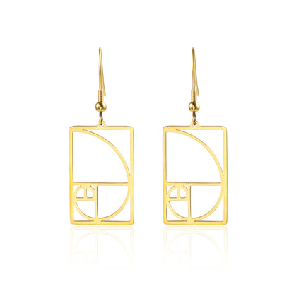 Women's Gold Yellow Gold Spiral Divider Square Earrings-Jewearrings