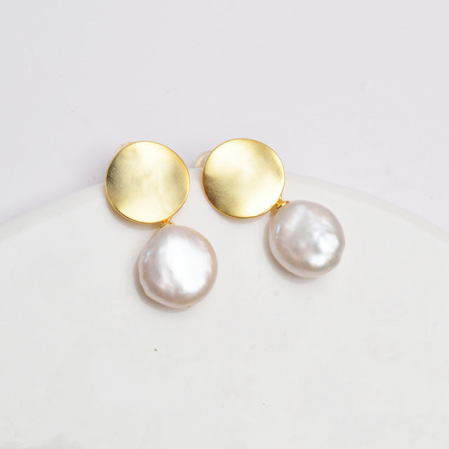 Silver Freshwater Pearl Earrings-Jewearrings