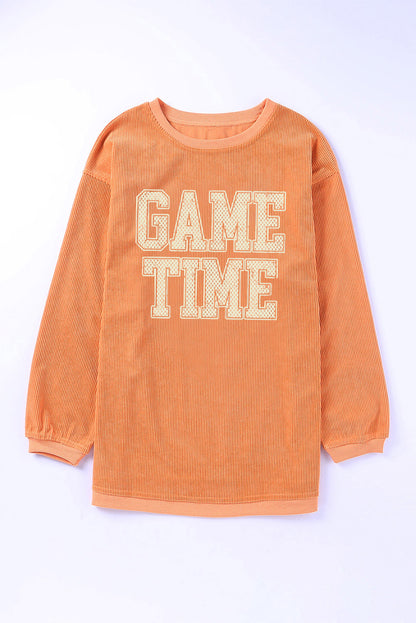 GAME TIME Round Neck Long Sleeve Sweatshirt-Jewearrings