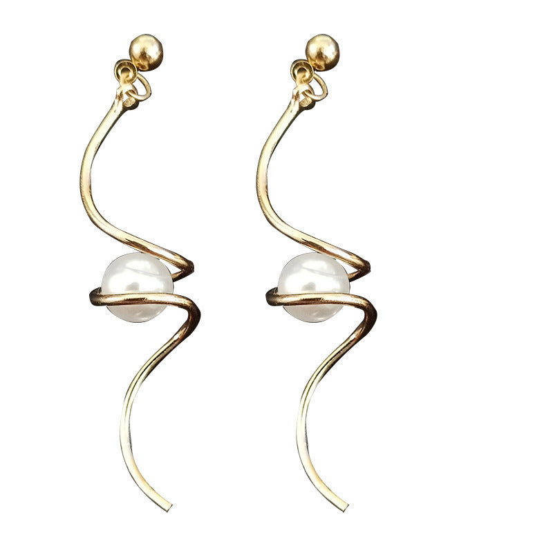 Spiral pearl earrings-Jewearrings