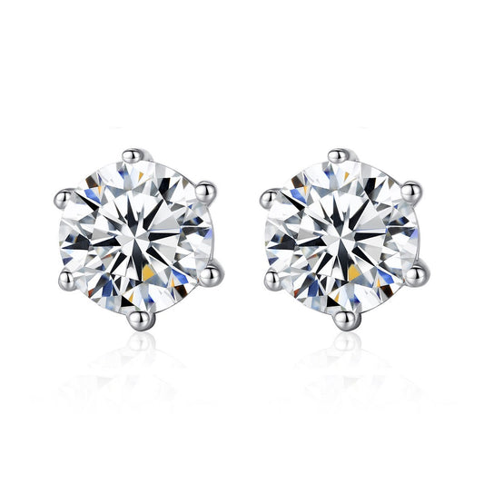 Zircon Sterling Silver Stud Earrings-Jewearrings