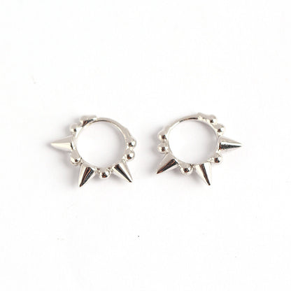 S925 sterling silver round bead rivet earrings street earrings-Jewearrings