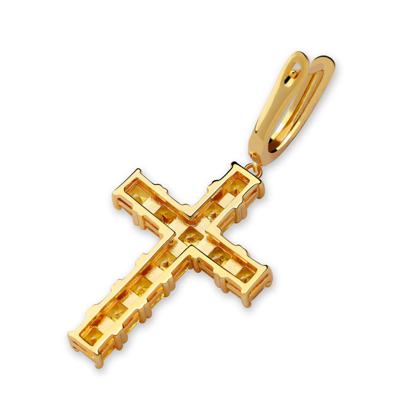 Square zircon Cross Earrings-Jewearrings