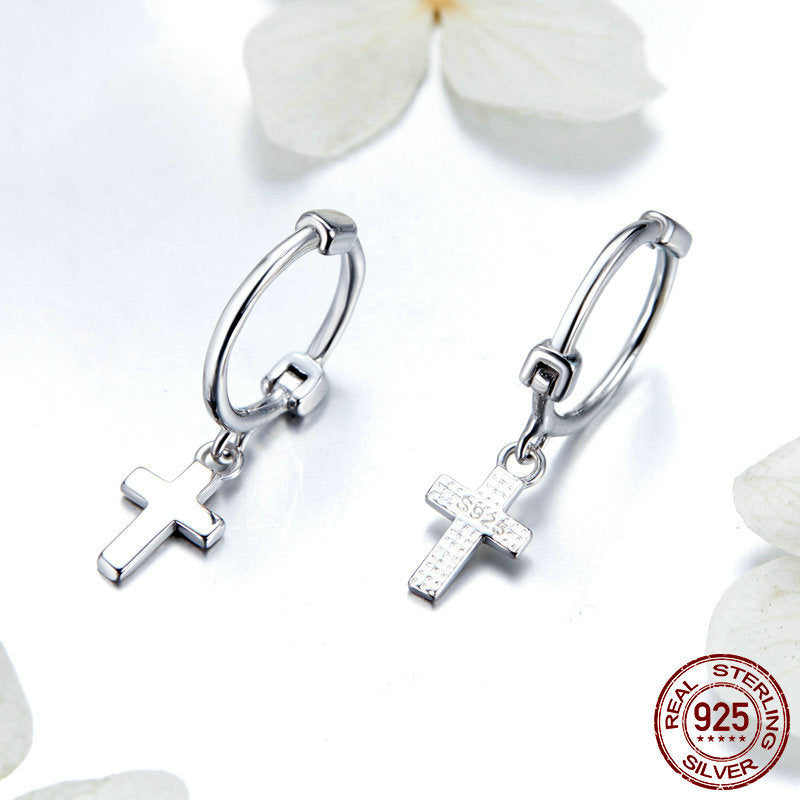 Cross Fashion 925 Sterling Silver Fashion Platinum-plated Earrings-Jewearrings