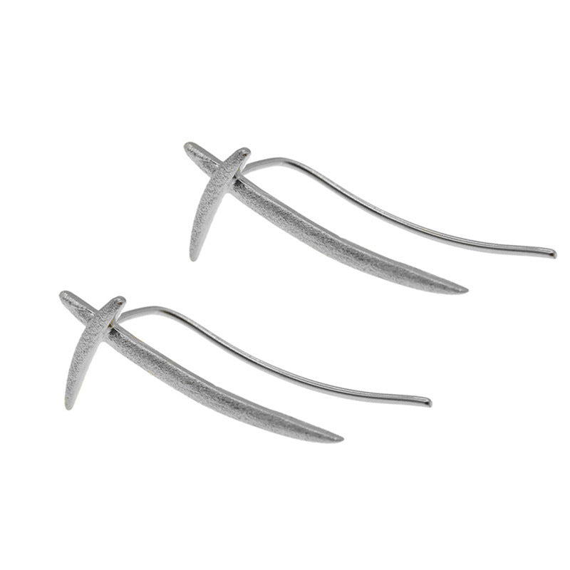 Men's And Women's Simple Katana Cross Stud Earrings-Jewearrings