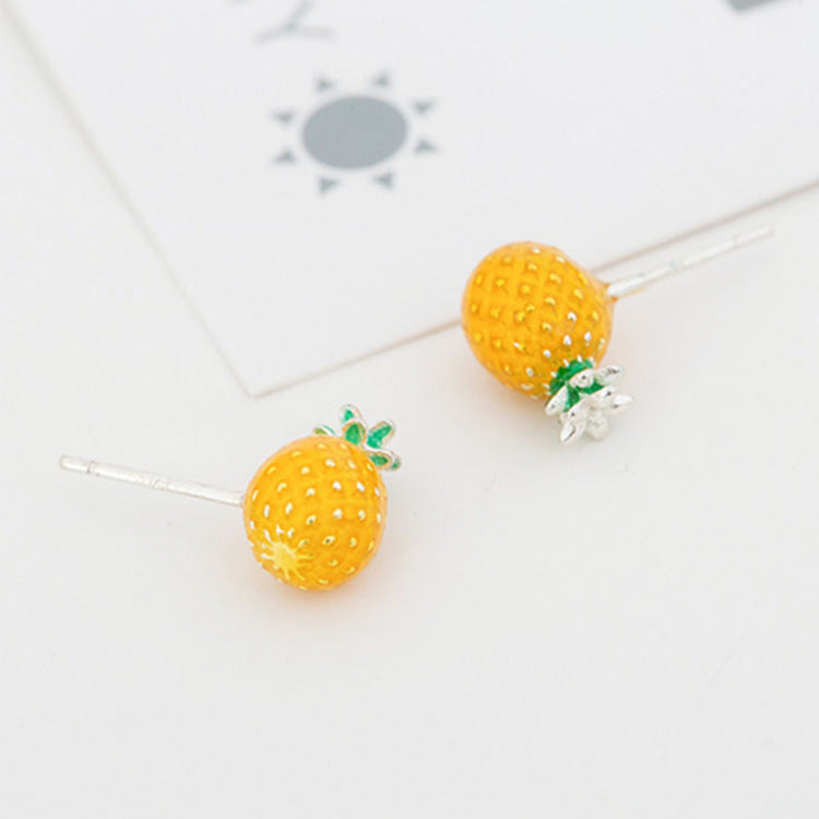 Fresh Pineapple Stud Earrings For Women Sweet Temperament-Jewearrings