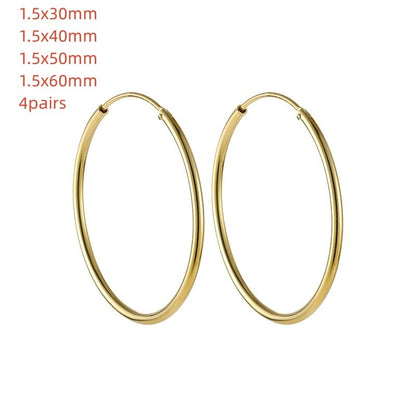 Simple Fashion Personality Circle Shape Light Body S925 Sterling Silver Ear Hoop Earrings-Jewearrings