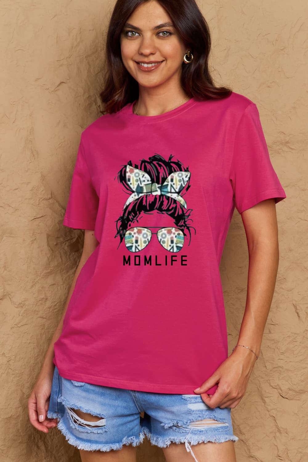 Simply Love Full Size MOM LIFE Graphic Cotton T-Shirt-Jewearrings