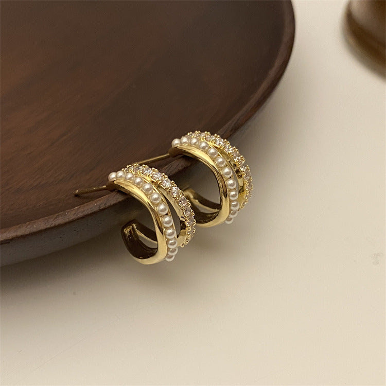 Women's Double-layer Pearl Earrings-Jewearrings