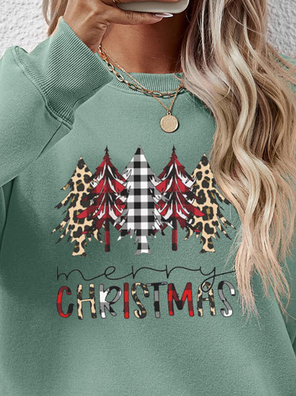 MERRY CHRISTMAS Round Neck Long Sleeve Sweatshirt-Jewearrings