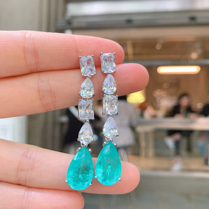 Fashion Retro Color Treasure Emerald Earrings-Jewearrings