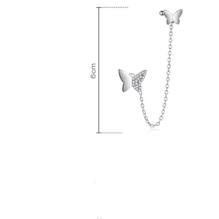 Silver Butterfly Butterfly Flying Platinum Plated Stud Earrings-Jewearrings