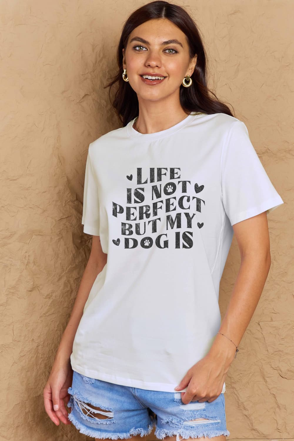 Simply Love Full Size Dog Slogan Graphic Cotton T-Shirt-Jewearrings