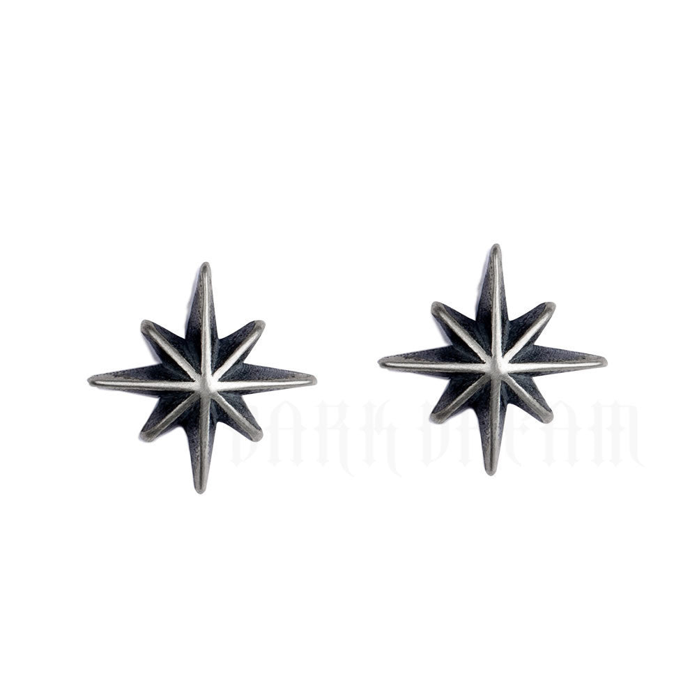 Dark Dream S925 Sterling Silver Eight Awn Shehe Stud Earrings-Jewearrings