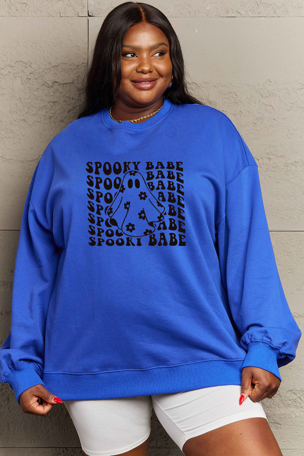 Simply Love Full Size SPOOKY BABE Graphic Sweatshirt-Jewearrings