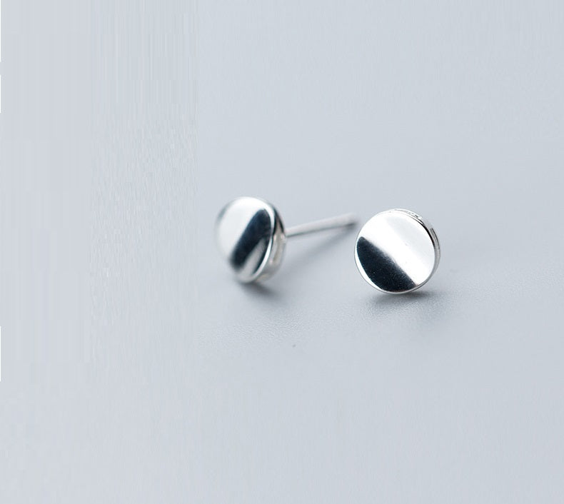 S925 Silver Glossy Round Stud Earrings For Women-Jewearrings