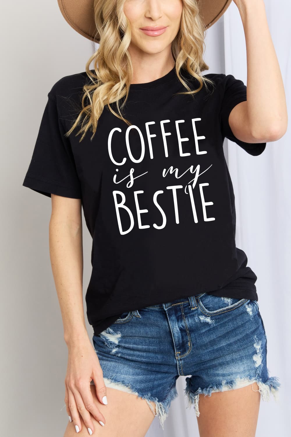 Simply Love Full Size COFFEE IS MY BESTIE Graphic Cotton T-Shirt-Jewearrings