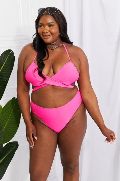 Marina West Swim Summer Splash Halter Bikini Set in Pink-Jewearrings