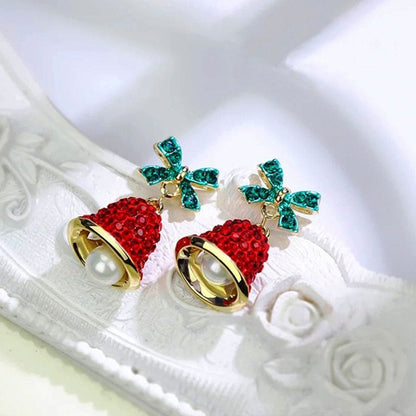 Christmas bow wind chimes earrings-Jewearrings