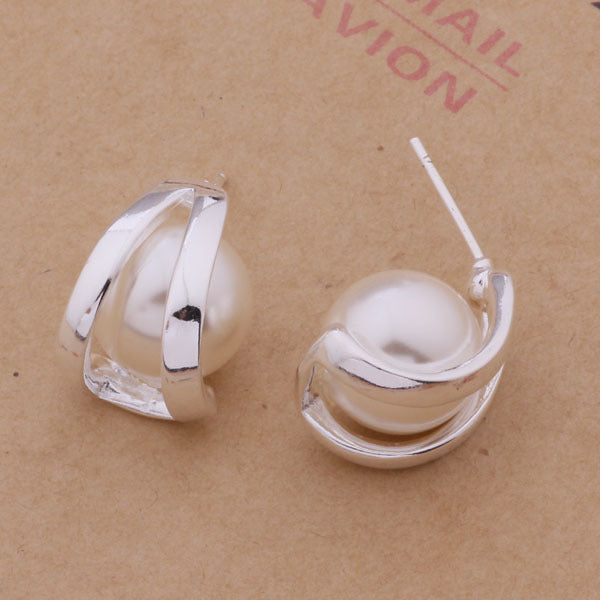 silver pearl earrings-Jewearrings