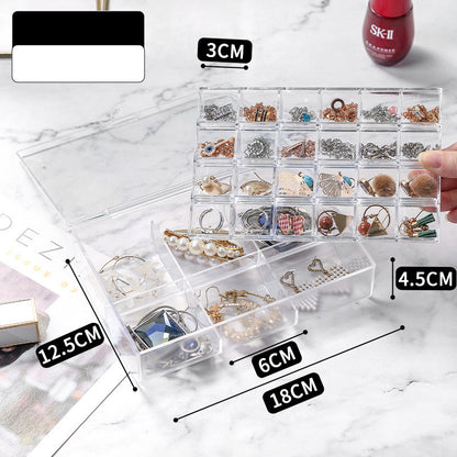 Portable Ear Stud Earrings Compartment With Lid Snap Jewelry Box-Jewearrings