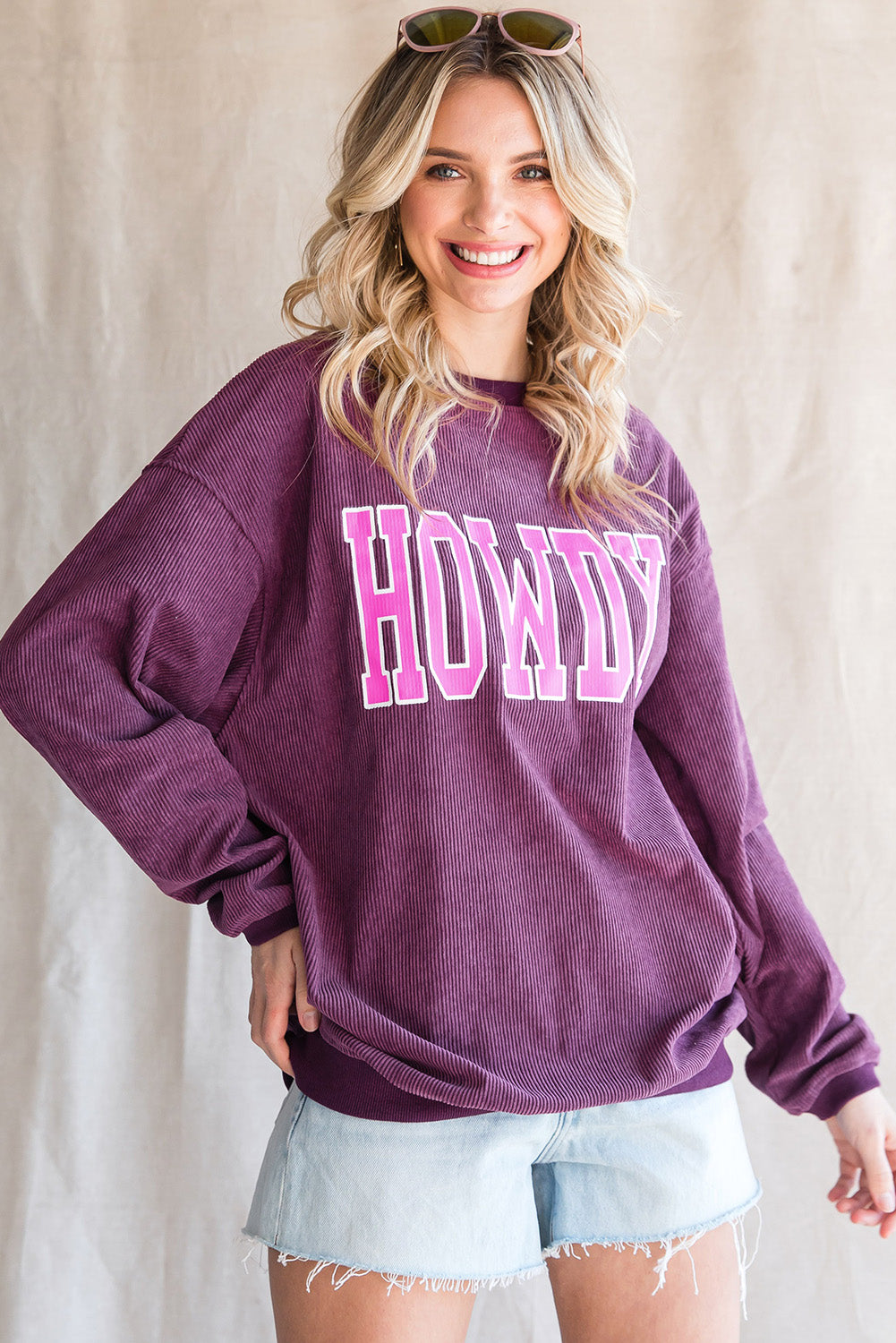 HOWDY Graphic Dropped Shoulder Sweatshirt-Jewearrings