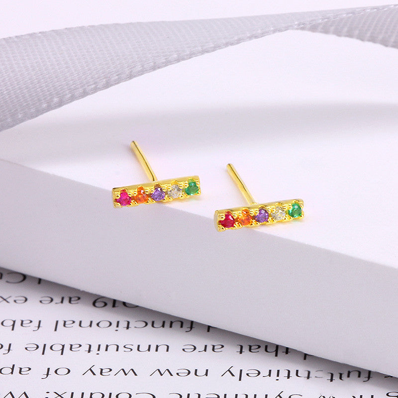 Women's Sterling Silver T-shaped Stud Earrings-Jewearrings