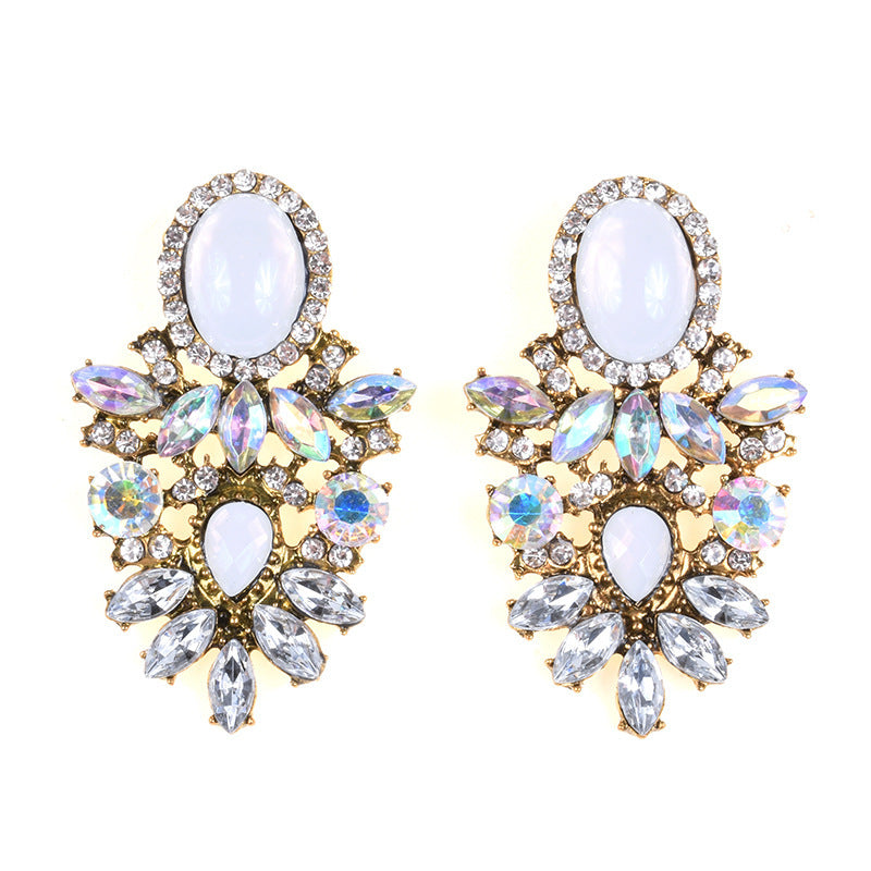 Alloy Stud With Bohemian Style Cracked Gemstone Earrings-Jewearrings