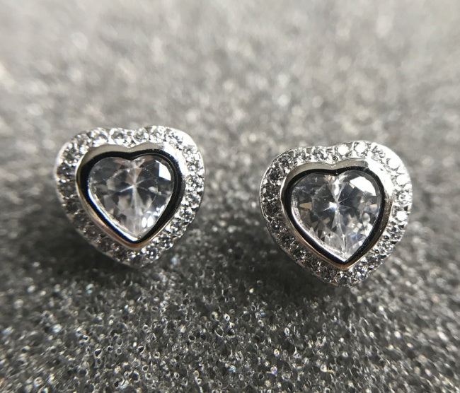 S925 sterling silver diamonds heart and arrow love earrings-Jewearrings