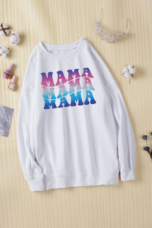 MAMA Gradient Graphic Dropped Shoulder Sweatshirt-Jewearrings