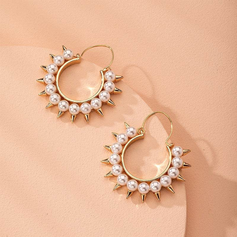 Korean Earrings Pearl Earrings Temperament Semicircle-Jewearrings