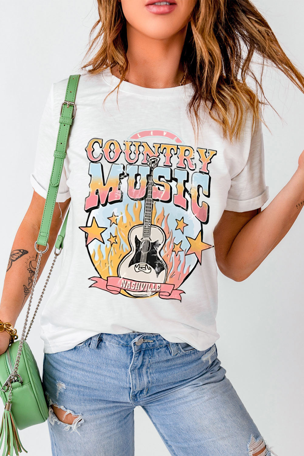 COUNTRY MUSIC NASHVILLE Graphic Tee Shirt-Jewearrings