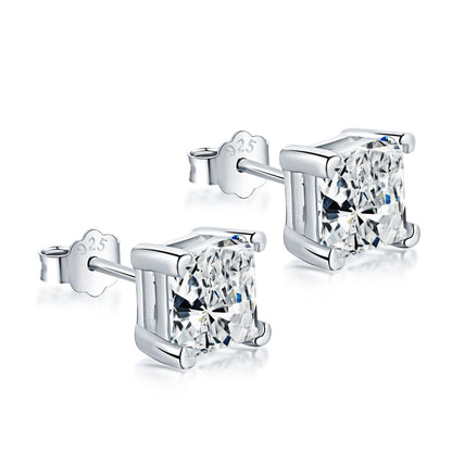 S925 Sterling Silver Zircon Single Rhinestone Ear Studs Female Earrings-Jewearrings