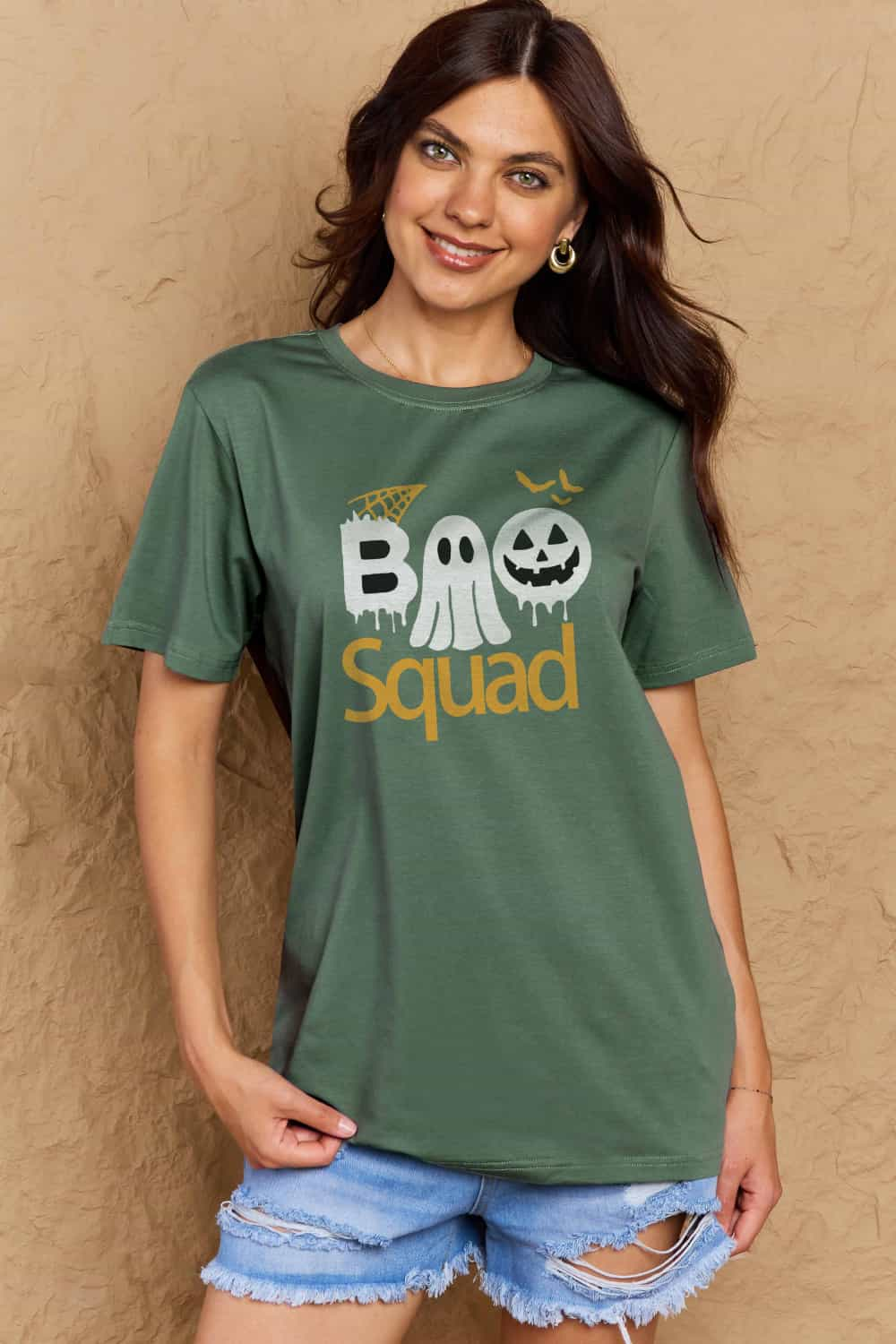 Simply Love Full Size BOO SQUAD Graphic Cotton T-Shirt-Jewearrings