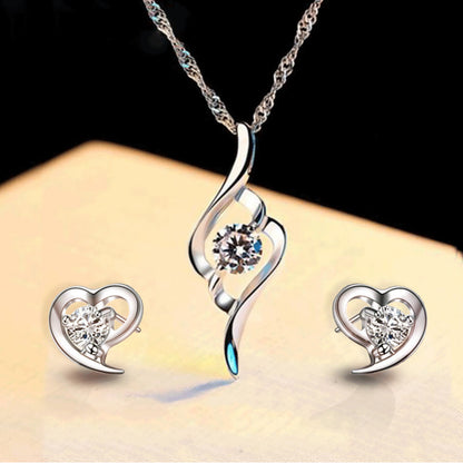 Earrings And Necklace Set Female Niche Design Ear Stud Pendant-Jewearrings