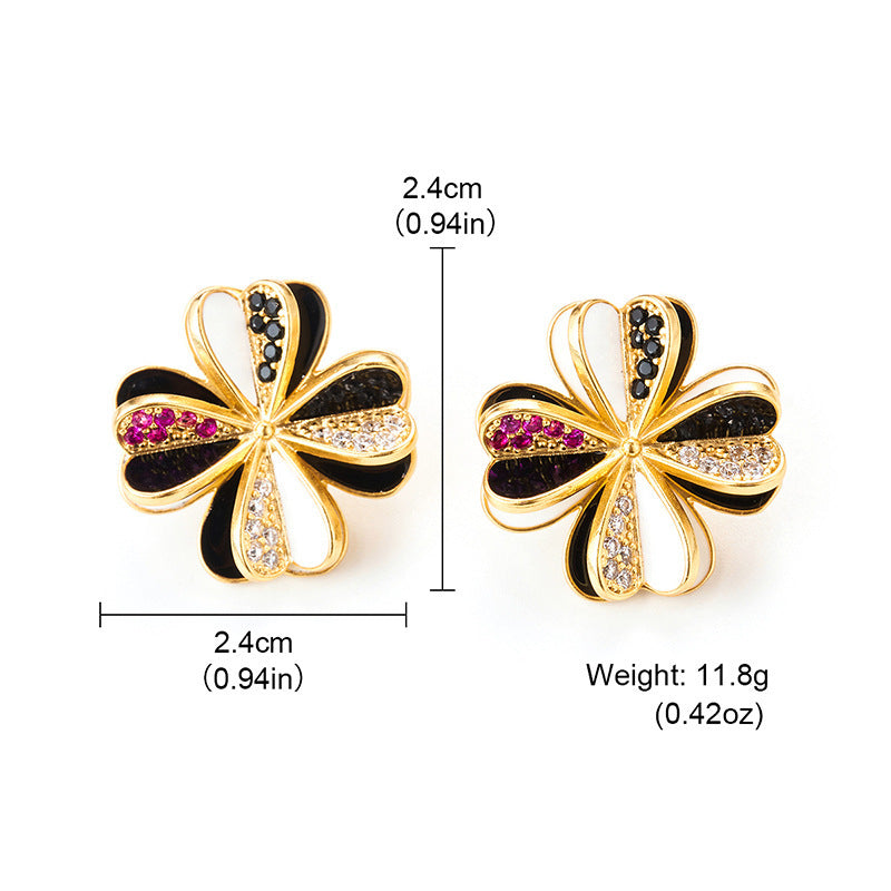 Vintage 18K Gold Plated Flower Earrings-Jewearrings